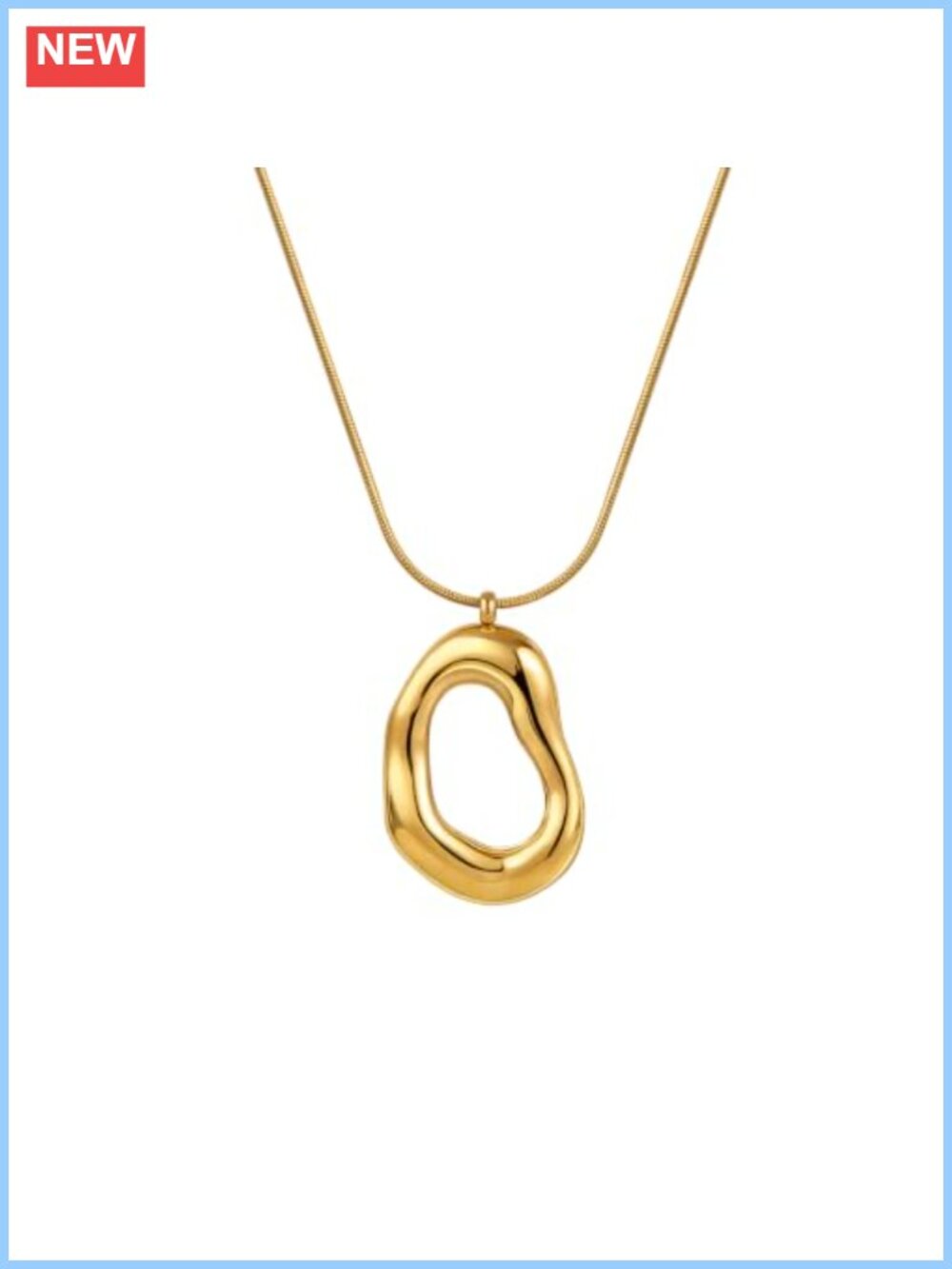 18K Gold Plated Stainless Steel Chunky Pendant Necklace Women Snake Chain